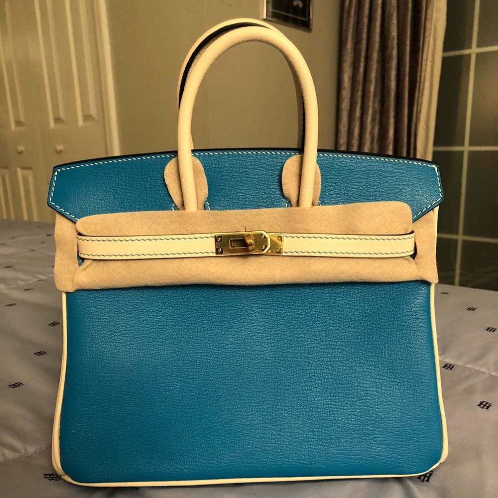Birkin leather bag in chèvre leather size 25cm